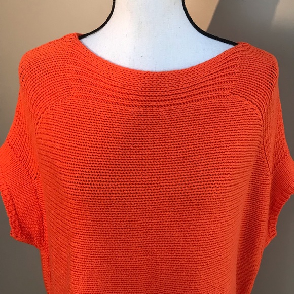 Jcp Orange Knitted Short Sleeved Sweater Top L - Picture 2 of 6
